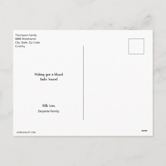 カスタマイズパーソナライズされた可能なイースターキッドのアートワーク シーズンポストカード (裏面)