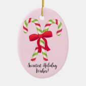 カスタマイズパーソナライズされた可能なクリスマスキャンディーケーン セラミックオーナメント (正面)