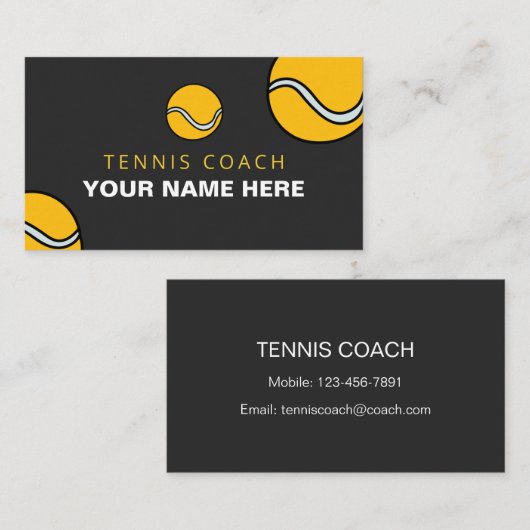 カスタマイズパーソナライズされた可能なテニスコートボールスポーツ 名刺 (正面/裏面)