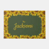 カスタマイズパーソナライズされた可能なヒマワリ縁ど ドアマット (正面)