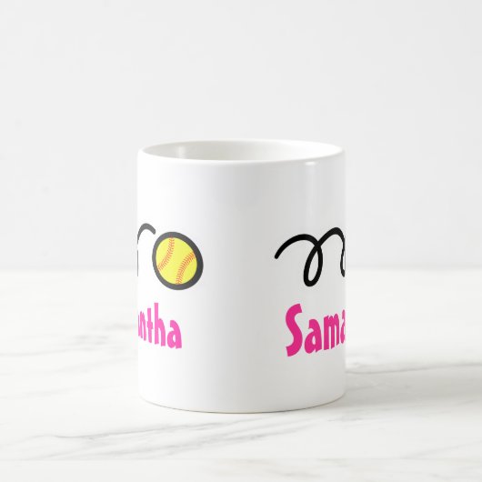 カスタマイズパーソナライズされた可能な名前のソフトボールマグ コーヒーマグカップ (中央)