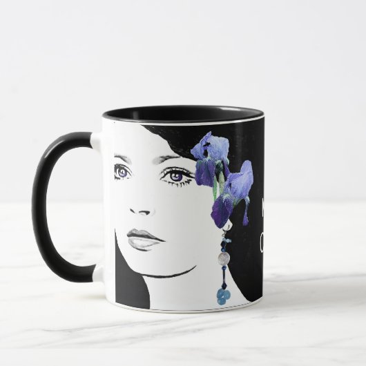 カスタマイズパーソナライズされた可能な青い虹彩の花 マグカップ (左)