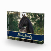 カスタマイズパーソナライズされた可能/馬写真（名前を表示） フォトブロック (右)