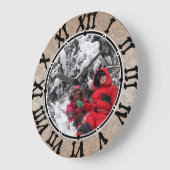 カスタマイズパーソナライズされた子の冬パッチ ラージ壁時計 (傾斜)