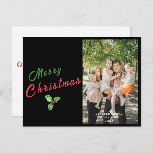 カスタマイズパーソナライズされた家族の写真 シーズンポストカード (正面/裏面)