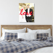 カスタマイズパーソナライズされた結婚Photo LOVEの書写真 キャンバスプリント (インサイチュ (寝室))