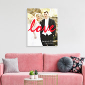 カスタマイズパーソナライズされた結婚Photo LOVEの書写真 キャンバスプリント (インサイチュ (リビング))