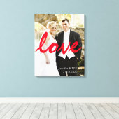 カスタマイズパーソナライズされた結婚Photo LOVEの書写真 キャンバスプリント (インサイチュ (ウッドフロア))