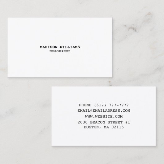 カスタマイズパーソナライズタイプライタスタイル白黒 名刺 (正面/裏面)