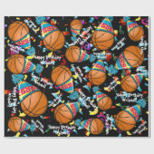 カスタマイズパーティーの帽子|誕生日のバスケットボール ラッピングペーパー (フラット)
