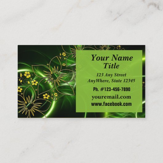 カスタマイズビジネス・カード緑の黄色の黒のカード 名刺 (裏面)