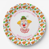 カスタマイズピエロピザバースデーパーティー小さな女の子 ペーパープレート (正面)