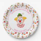 カスタマイズピエロ誕生日パーティー小さな女の子おもしろい ペーパープレート (正面)