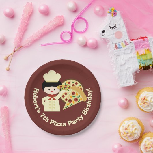 カスタマイズピザパーティーハッピーバースデー紙プレート ペーパープレート (パーティー)