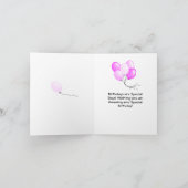 カスタマイズピンクとブルーのかわいいゾウの誕生日カード 招待状 (内部)