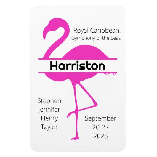 カスタマイズピンクフラミンゴファミリークルーズドア マグネット (縦)