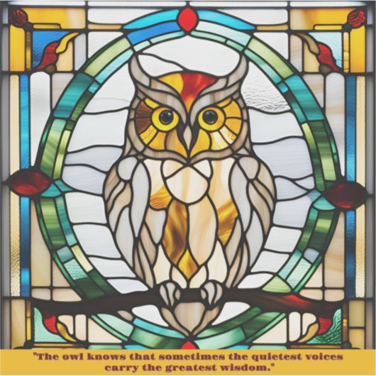 カスタマイズフェイク可能なステンドグラスふくろうシール シール (正面)