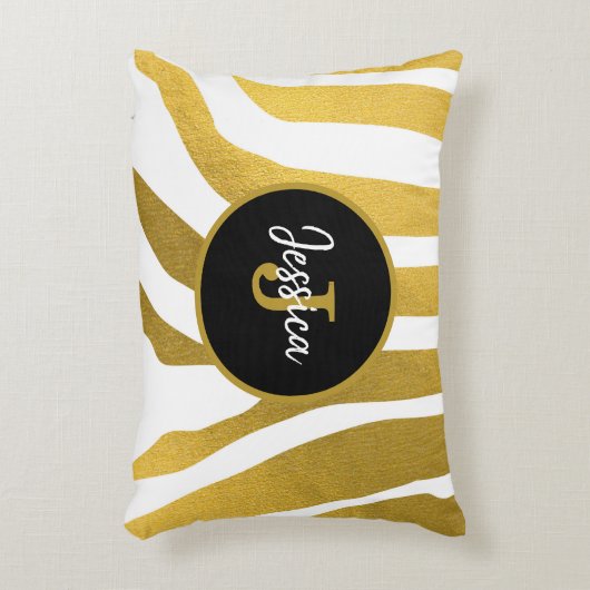 カスタマイズフェイク金ゴールドの印刷ストライプパターン アクセントクッション (正面(垂直))