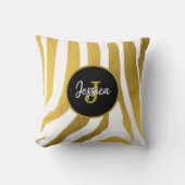 カスタマイズフェイク金ゴールドの印刷ストライプパターン クッション (正面)