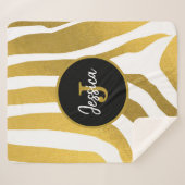 カスタマイズフェイク金ゴールドの印刷ストライプパターン シェルパブランケット (正面(横))