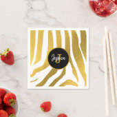 カスタマイズフェイク金ゴールドの印刷ストライプパターン スタンダードカクテルナプキン (インサイチュ)