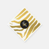 カスタマイズフェイク金ゴールドの印刷ストライプパターン スタンダードカクテルナプキン (角)