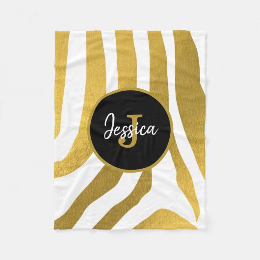 カスタマイズフェイク金ゴールドの印刷ストライプパターン フリースブランケット (正面)