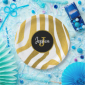 カスタマイズフェイク金ゴールドの印刷ストライプパターン ペーパープレート (パーティー)