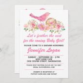 カスタマイズフェザーザネストベイビーシャワー招待状 招待状 (正面/裏面)