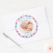 カスタマイズフォトメッセージ ピンク ブルー 母の日 ラウンドシール (封筒)