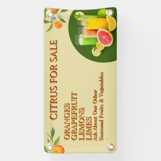 カスタマイズフルーツ台小物販売用シトラス 横断幕 (縦)