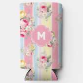 カスタマイズフローラストライプの スリム缶クーラー (正面)