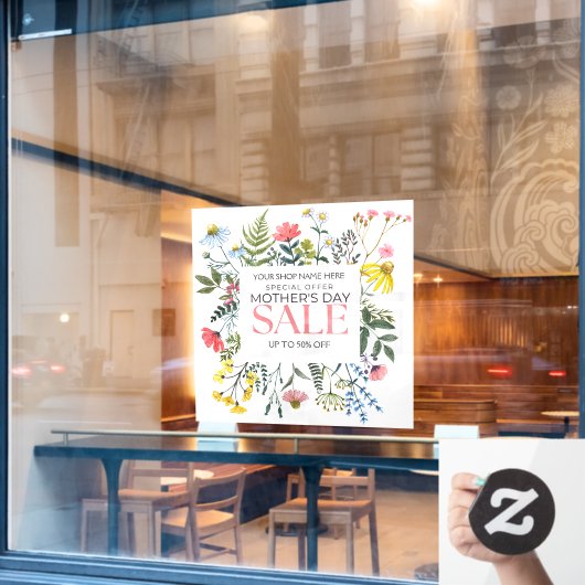 カスタマイズフローラホワイトマザーズデイセール ウィンドウサイン (カフェ窓)