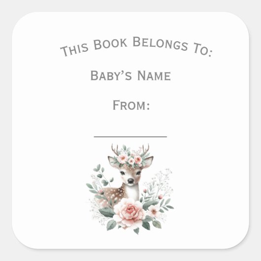 カスタマイズフローラ鹿プレート スクエアシール (正面)