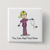 カスタマイズブロンドの棒の姿のナースボタン 缶バッジ (正面)