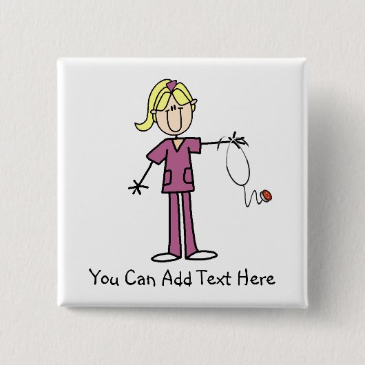 カスタマイズブロンドの棒の姿のナースボタン 缶バッジ (正面)