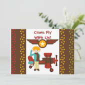 カスタマイズブロンドボーイパイロット誕生日招待状 招待状 (スタンド正面)