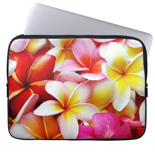 カスタマイズプルメリアのFrangipaniのハワイの花 ラップトップスリーブ (正面)