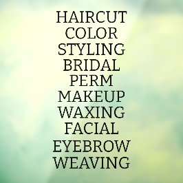 カスタマイズヘアサロンスパサービスの一覧 ウィンドウサイン