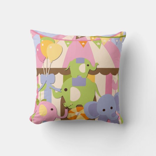 カスタマイズベビーのサーカスの枕 クッション (正面)