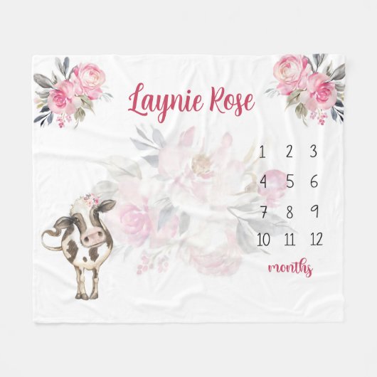 カスタマイズベビーブランケット、ベビー女子ベビー用毛布 フリースブランケット (正面(横))