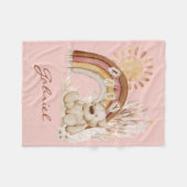 カスタマイズベビー名ボホテディベアレインボー フリースブランケット (正面(横))