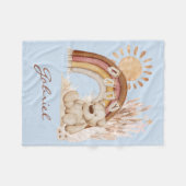 カスタマイズベビー名ボホテディベアレインボー フリースブランケット (正面(横))