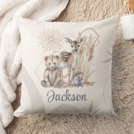 カスタマイズベビー名ボホベアディアー男女兼用 クッション (ブランケット)