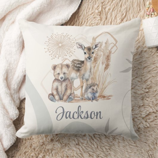 カスタマイズベビー名ボホベアディアー男女兼用 クッション (ブランケット)