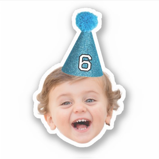 カスタマイズベビー顔フォトパーティーハット誕生日 シール (正面)