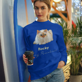 カスタマイズペット追悼の引用写真ロイヤルブルーの猫好き スウェットシャツ