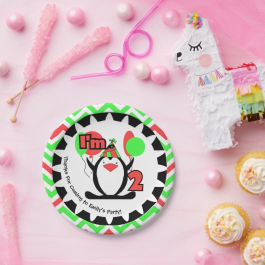カスタマイズペンギンの第2誕生日の紙皿 ペーパープレート (パーティー)