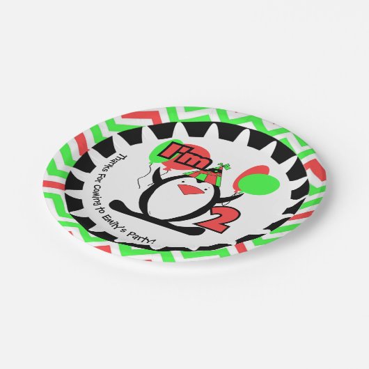 カスタマイズペンギンの第2誕生日の紙皿 ペーパープレート (アングル)