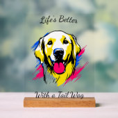 カスタマイズポップ・アートの可能なアートゴールデンレトリバーデザイン アクリルサイン (ニュートラル)